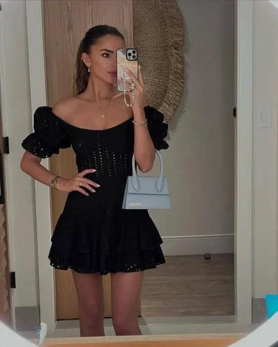 Fashion Black A-line Homecoming Dress Black Cocktail Dress Y6994 by simplepromdress