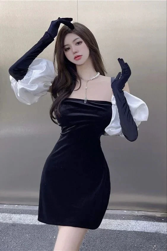 Sexy Black Strapless Homecoming Dress Black Party Dress Y2381 by simplepromdress