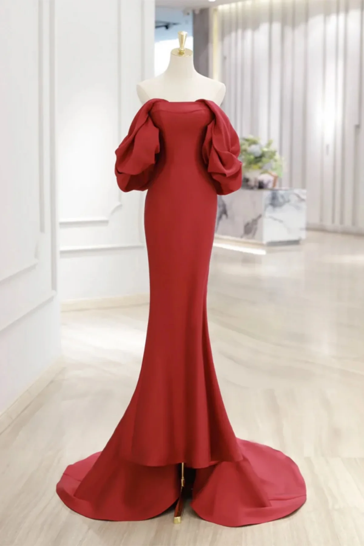 Charming Mermaid Satin Prom Dress Vintage Evening Dress Y4371 - View 3 | VelvetHem