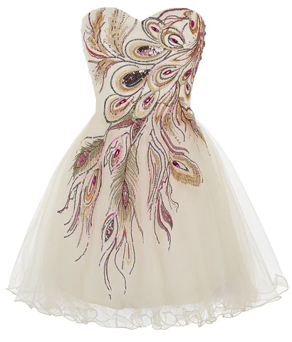 Elegant Strapless Tulle Sequins Short Party Dress A Line Homecoming Dress