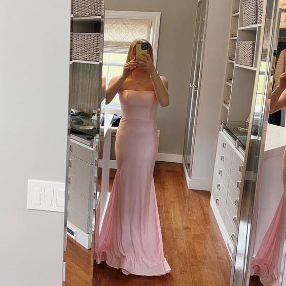 Classy Pink Mermaid Prom Dress Pink Evening Dress Y5719 - VelvetHem