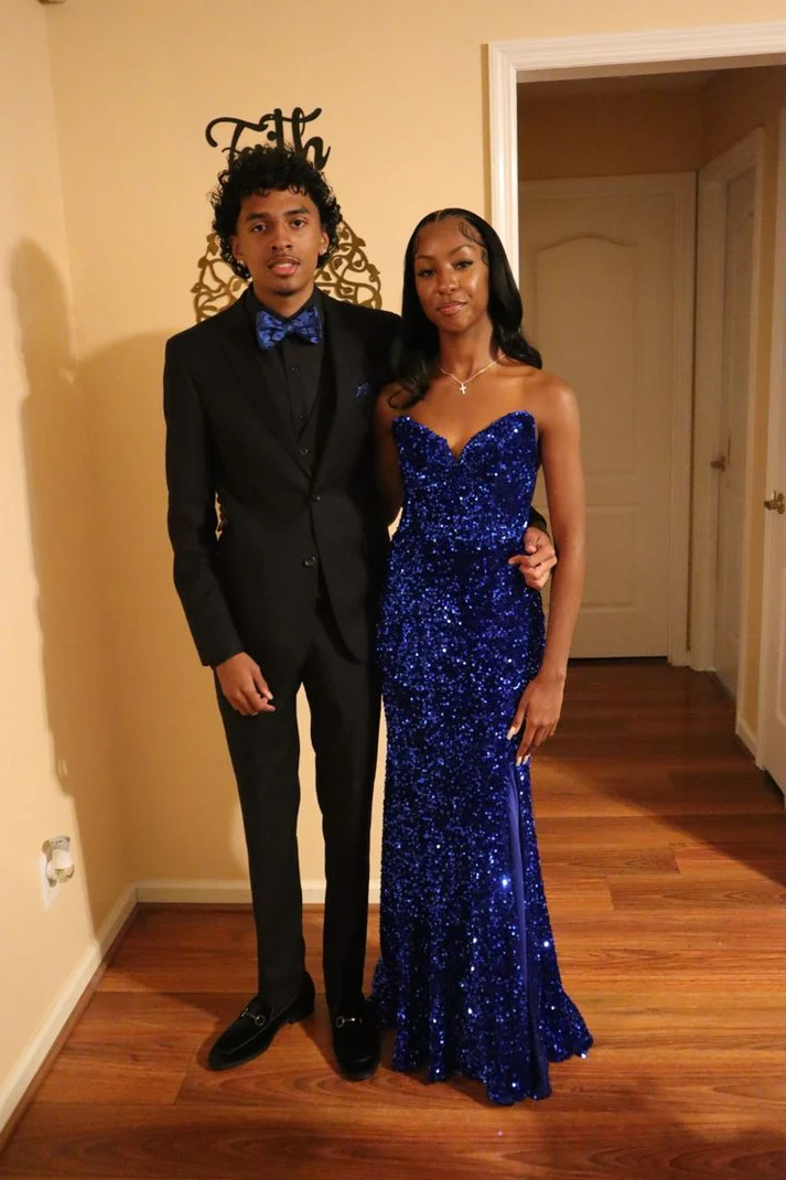 Shiny Royal Blue Sequins Mermaid Party Prom Dress