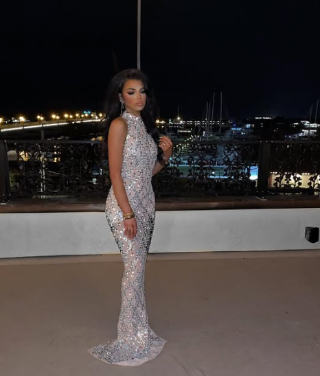 Unique Silver Halter Mermaid Evening Dress Long Party Gown