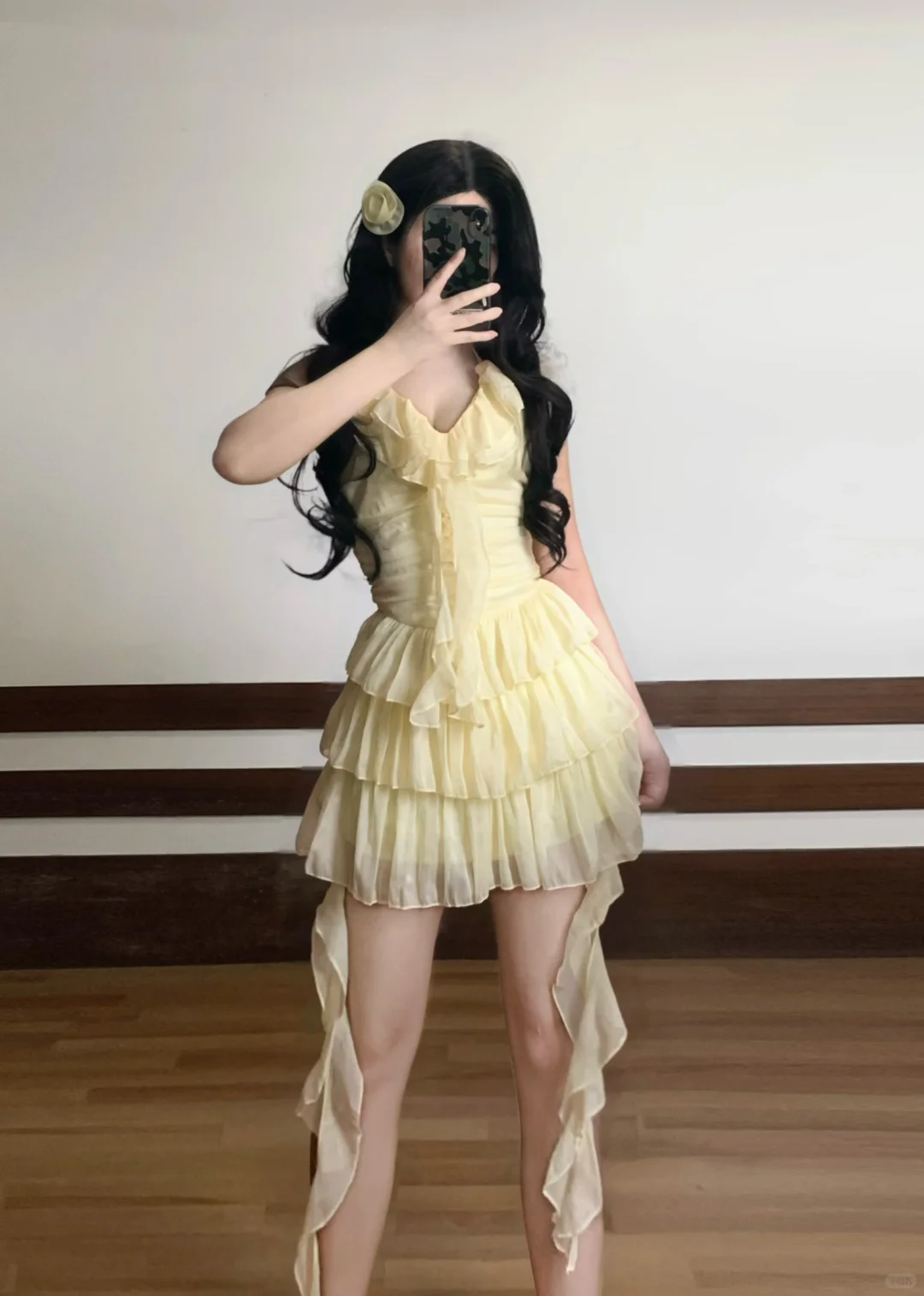 Cute Yellow Halter Chiffon Holiday Dress Mini Party Dress - View 5 | FashionDia