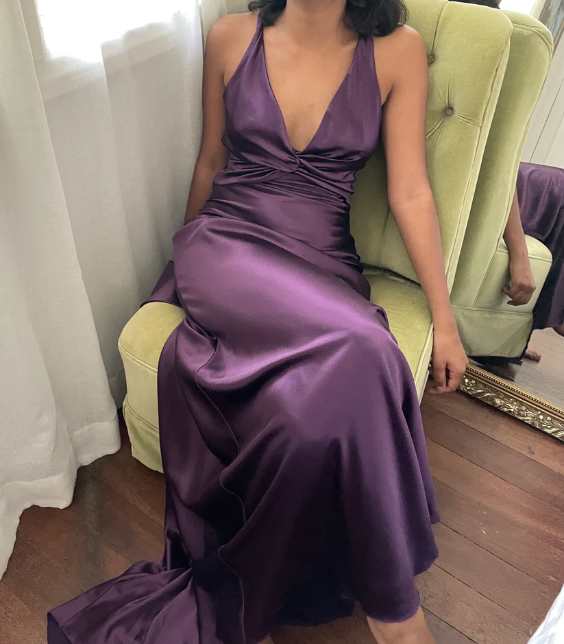 Sexy V-Neck Long Prom Evening Dresses, Simple Party Dresses - View 2 | FashionDia