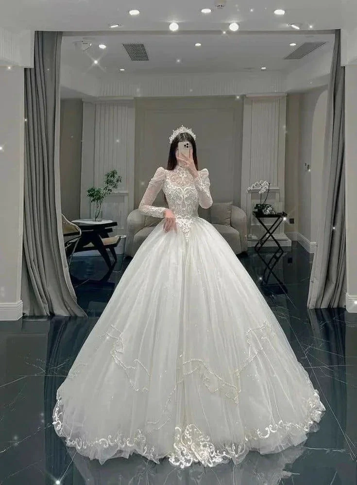 Glamorous White A-line Wedding Dress,White Bridal Dress (ZD13642)