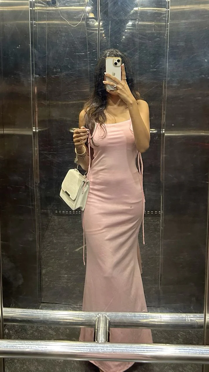 Pink Spaghetti Straps Mermaid Prom Evening Dress