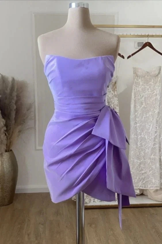 Cute Lavender Satin Homecoming Dress Lavender Mini Homecoming Dress Y3093 by simplepromdress