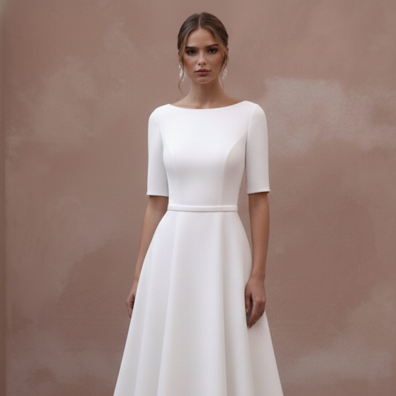 Simple Minimalist Wedding Dress Chic Civil Ceremony Bridal Dress