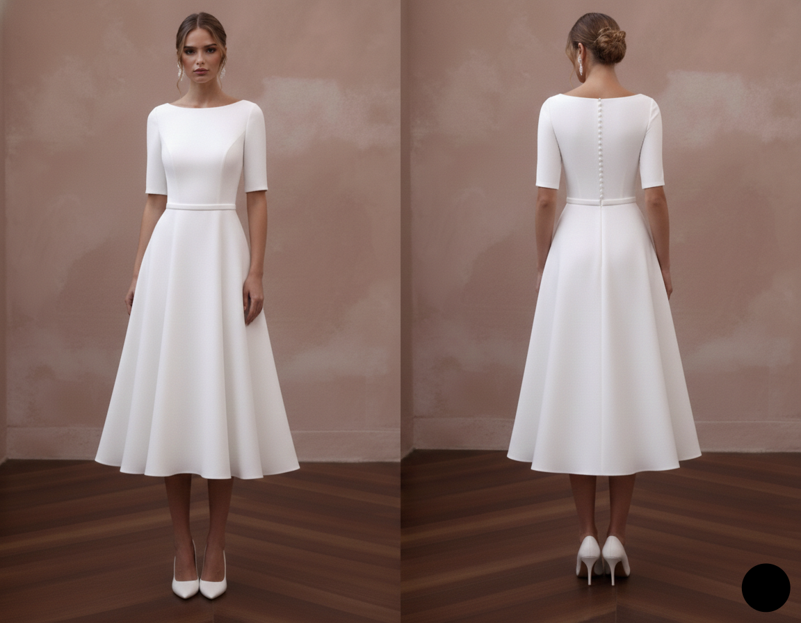 Simple Minimalist Wedding Dress Chic Civil Ceremony Bridal Dress