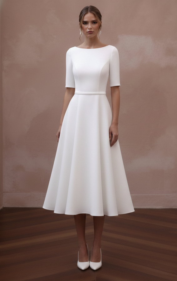 Simple Minimalist Wedding Dress Chic Civil Ceremony Bridal Dress