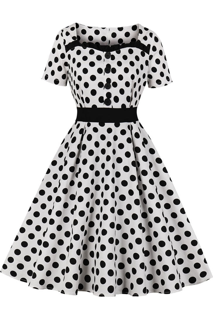 Gingham Square Collar Button Retro Dress - Fashionpara