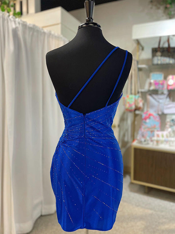 Glitter One Shoulder Tight Homecoming Dress