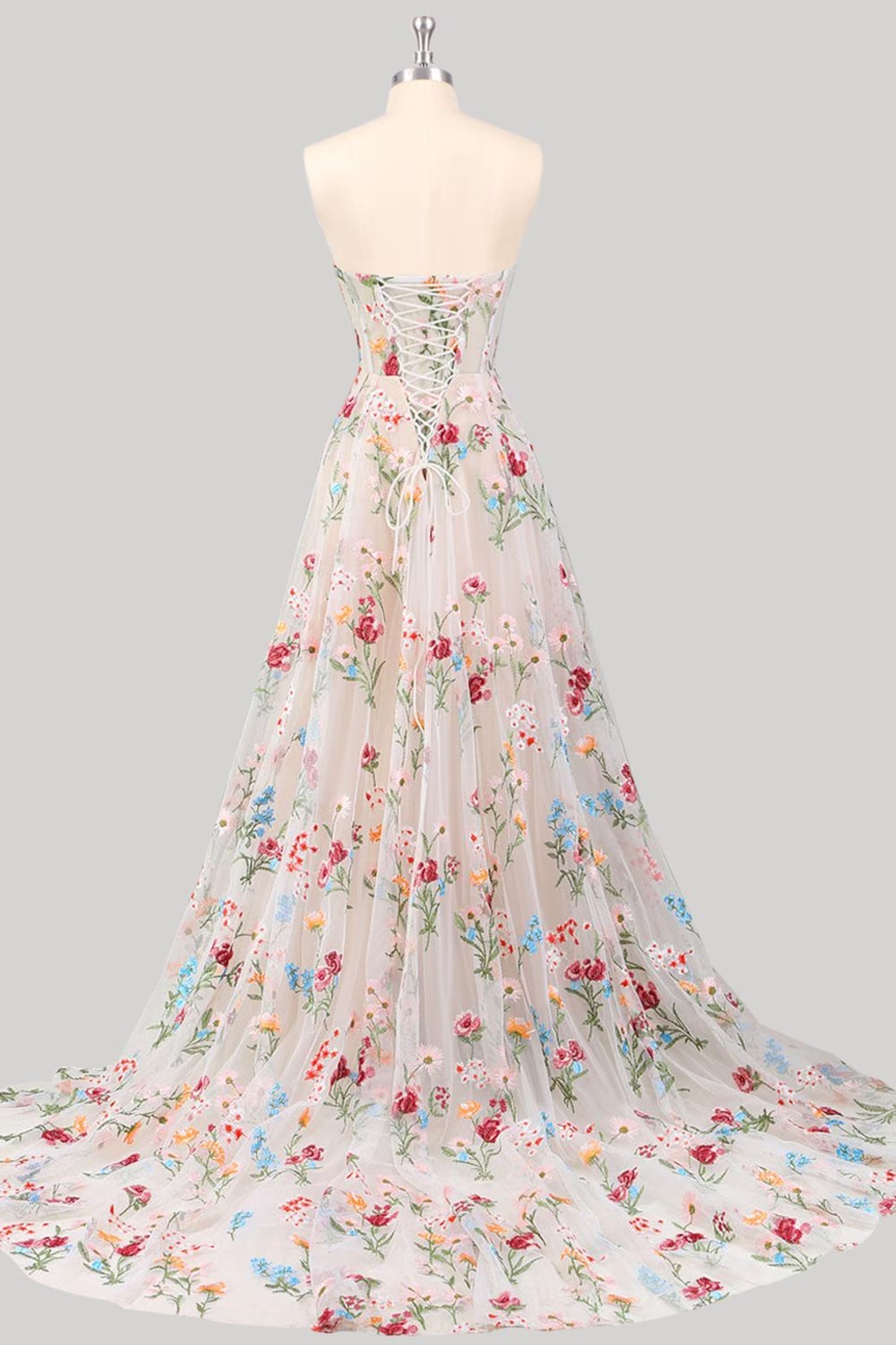 Gorgeous A Line Sweetheart White Long Party Dress with Embroidery