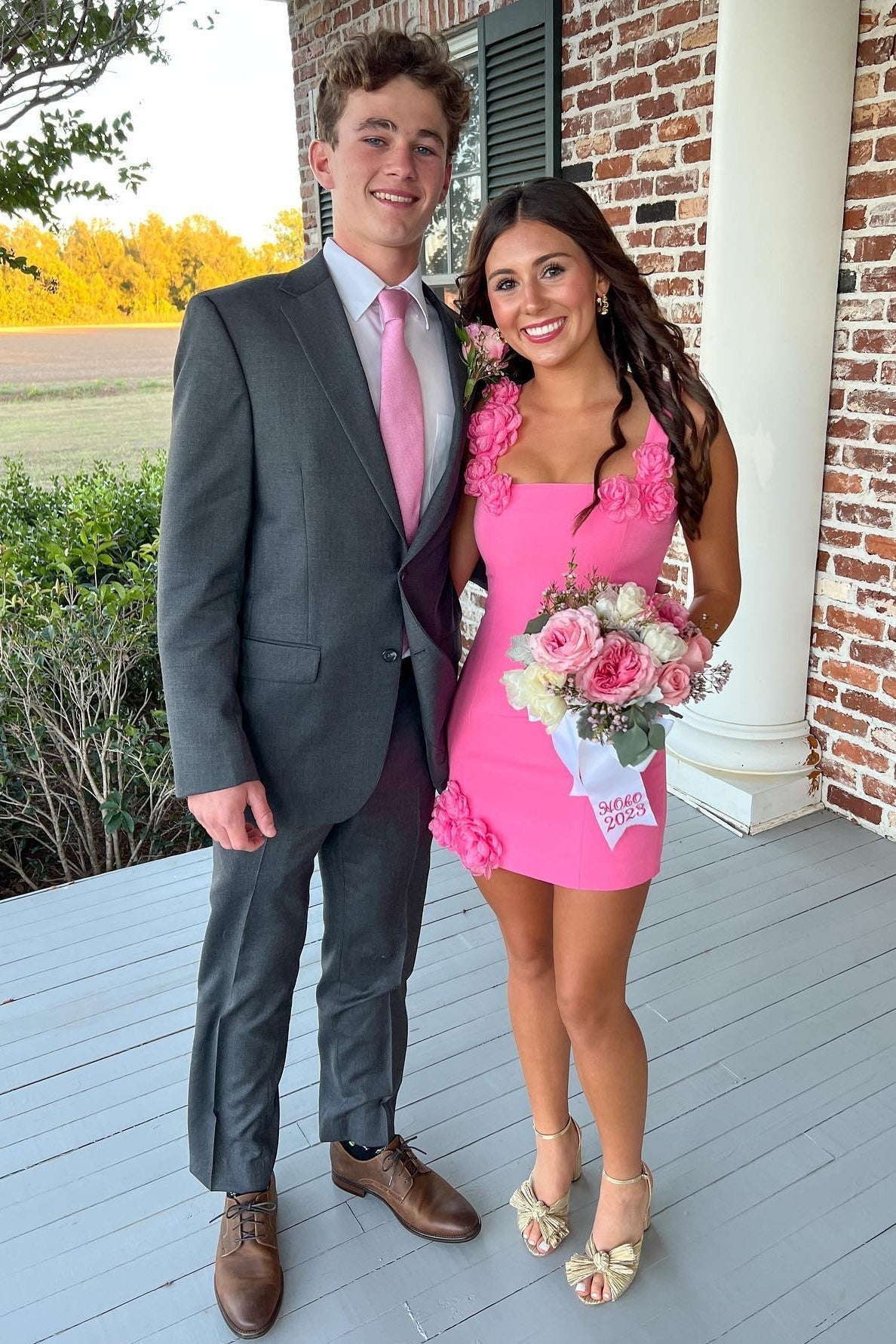Gorgeous Sheath Square Neck Pink Short Homecoming Dress with 3D Flowers