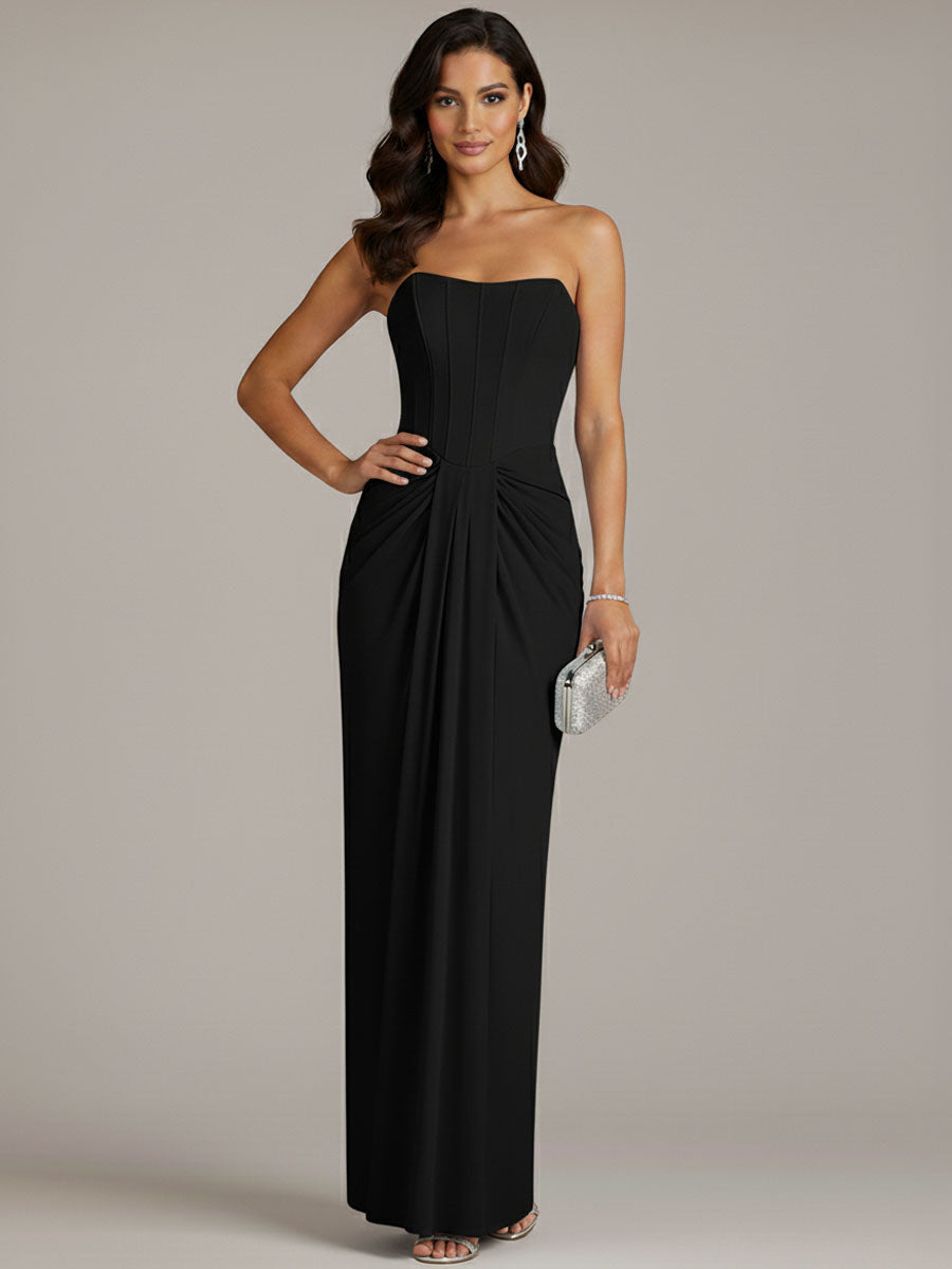 Green Sheath/Column Chiffon Off The Shoulder Sleeveless Floor Length Dresses