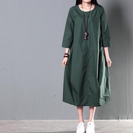 Green plus size cotton sundress summer maxi dresses causal traveling dresses
