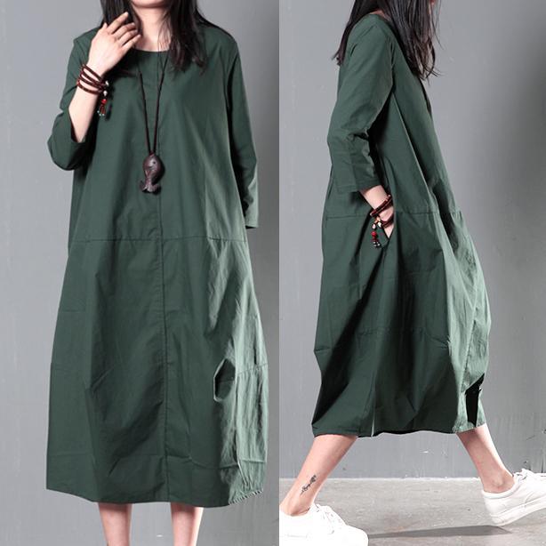 Green plus size cotton sundress summer maxi dresses causal traveling dresses