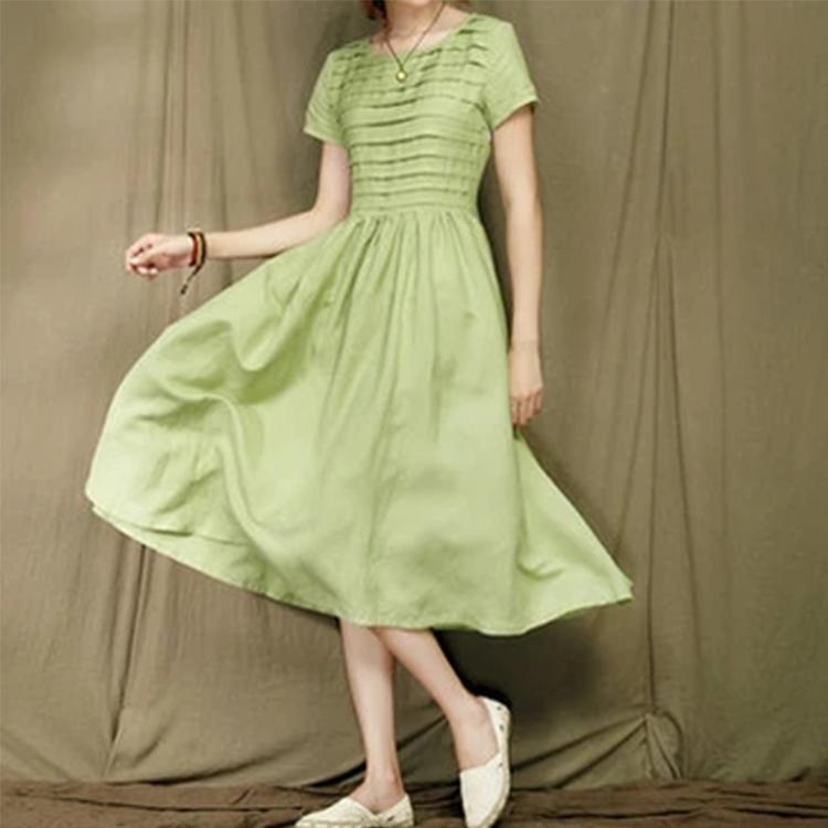 Green Retro Linen Sundress Long Summer Linen Maxi Dresses