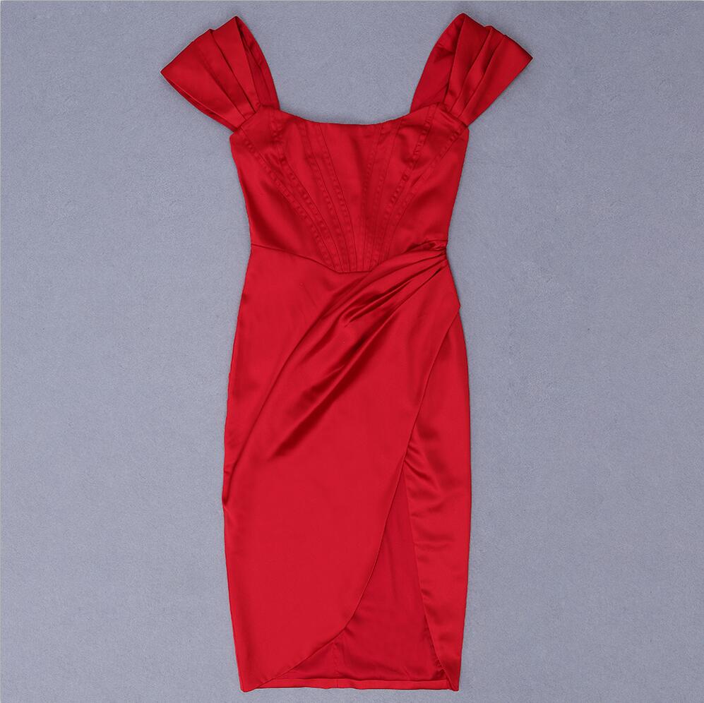 Runway Fashion OffShoulder Split Red Corset Dress