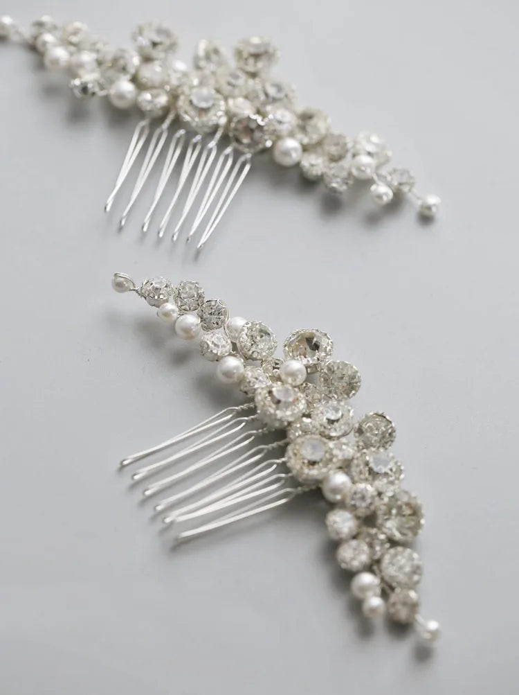 Rhinestones Crystal Pearls Head Pieces Hair Combs Clips Pins For Brides Bridesmaids Hairpin Wedding Accessories Bridal Jewelry