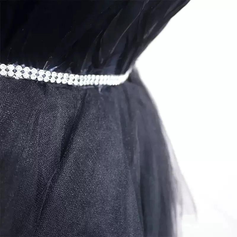 Black Tulle Short Homecoming Dress Strapless Homecoming Dress s38 (ZD12601)