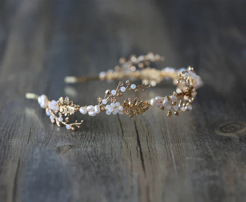 Wedding Hair Accessories Freshwater Pearls Headbands Headpieces Vintage Leaf Hairbands Brides Tiaras and Crowns Bridal Jewelry - View 5 | FashionDia