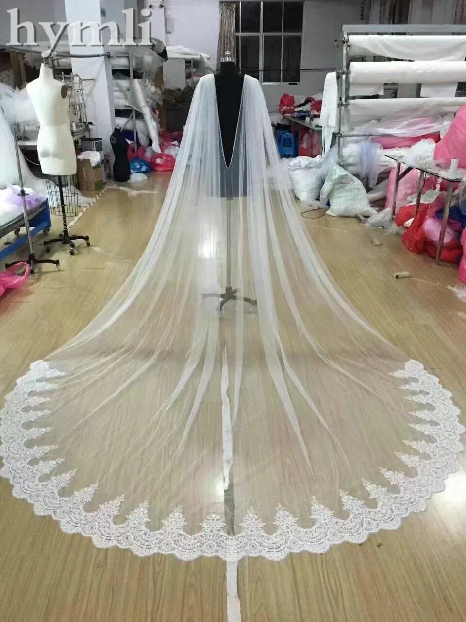 3M Sequin Lace Veil , Bridal Shoulder Veil ,Wedding Cloak Veil , Cathedral Bridal Cape in White ,Off-White , Ivory Veil Off-White 350cm