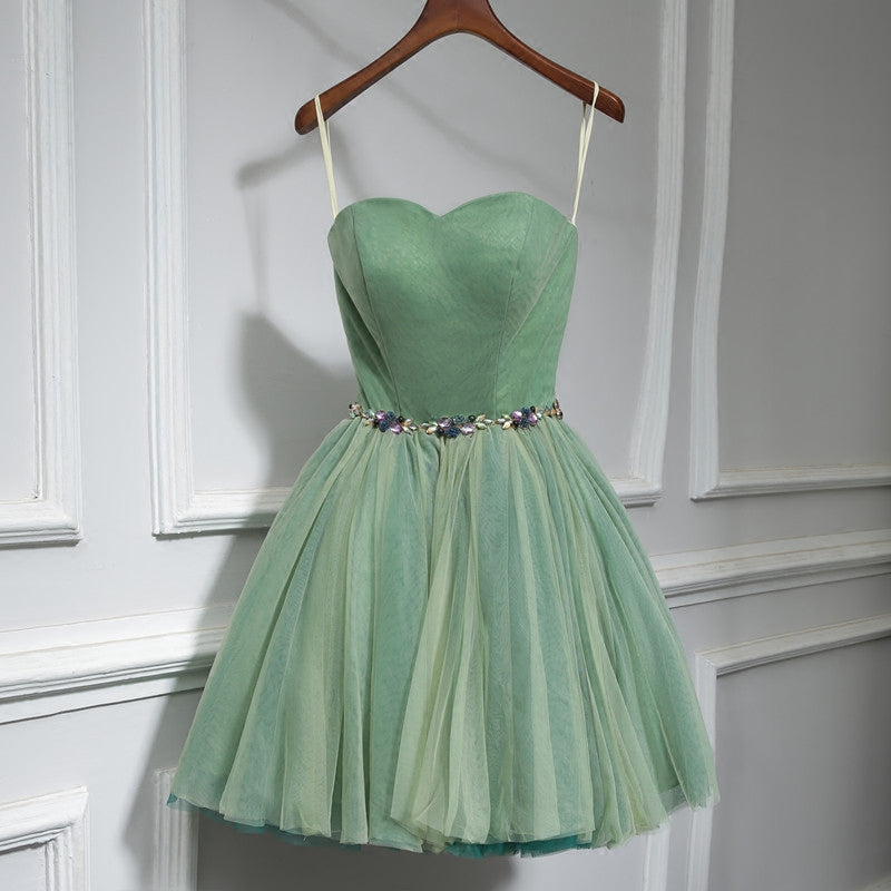 Cute green sweetheart neck homecoming dress - FashionDia