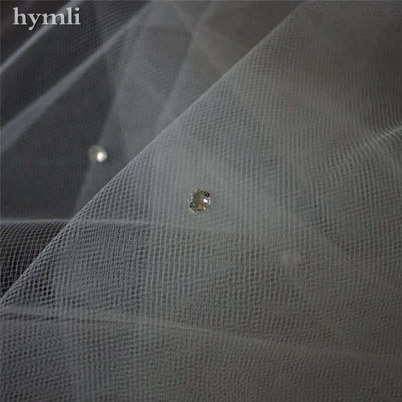 Chapel Length 90" Scatter Crystal Wedding Veil Cut Edge Metal Comb