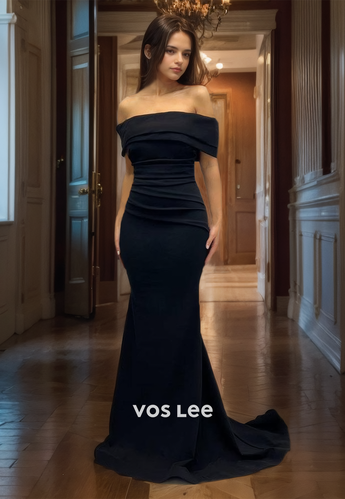 Elegant Off-Shoulder Mermaid Prom Dress Floor Length Zipper Back Party Dresses