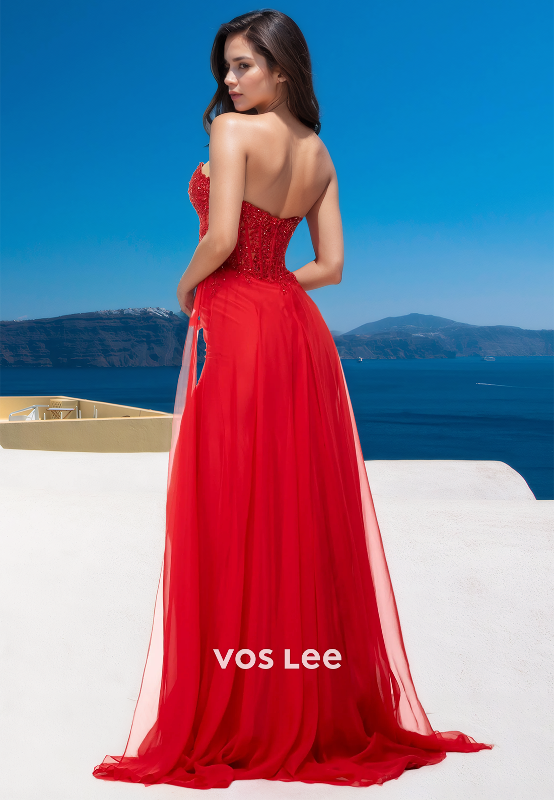 Glamorous Sweetheart Sleeveless Appliques Sheath Long Prom Dress with Slit Party Gown