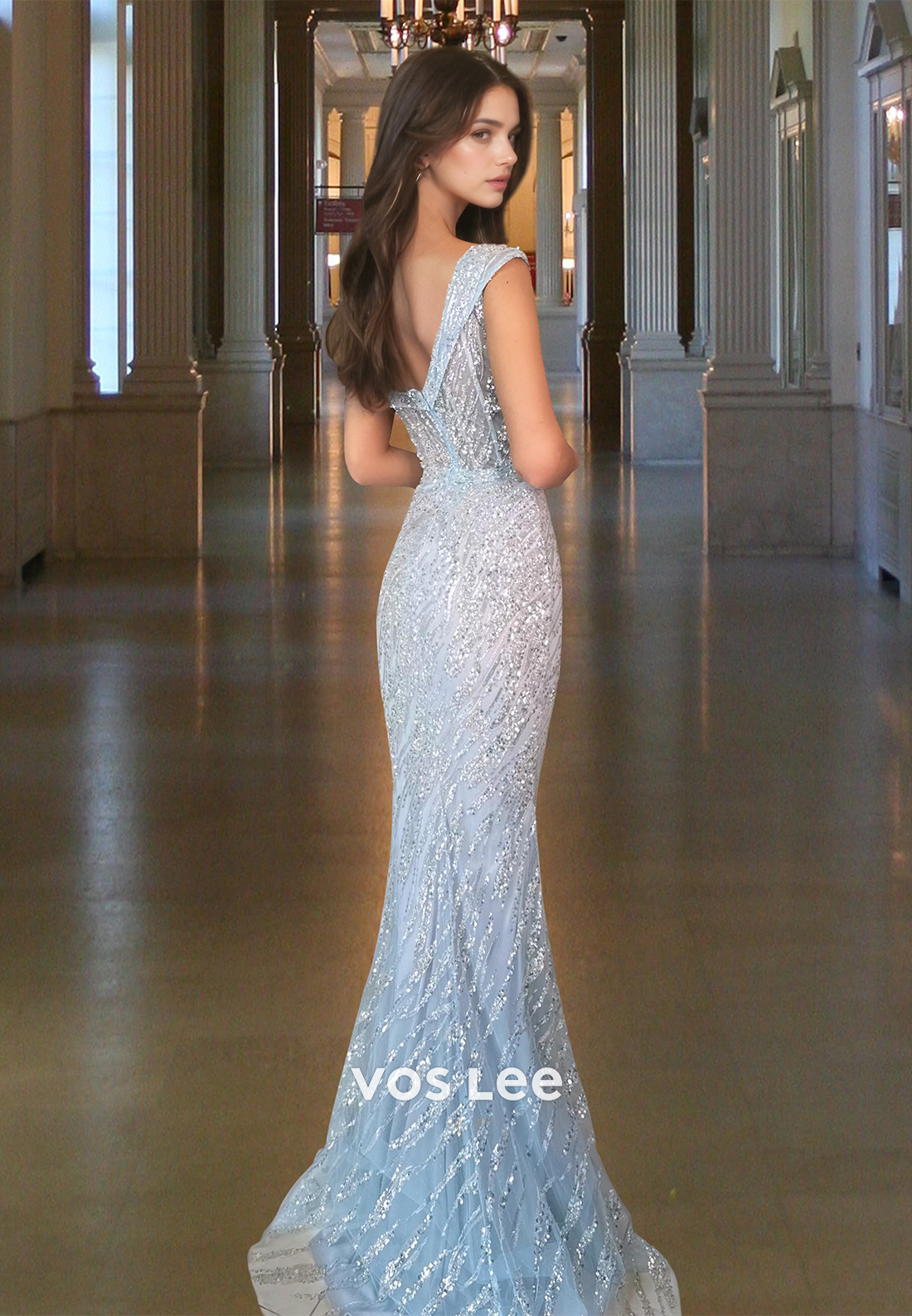 Classy One Shoulder Sheath Back Zipper Sequins Prom Pageant Dress with Split