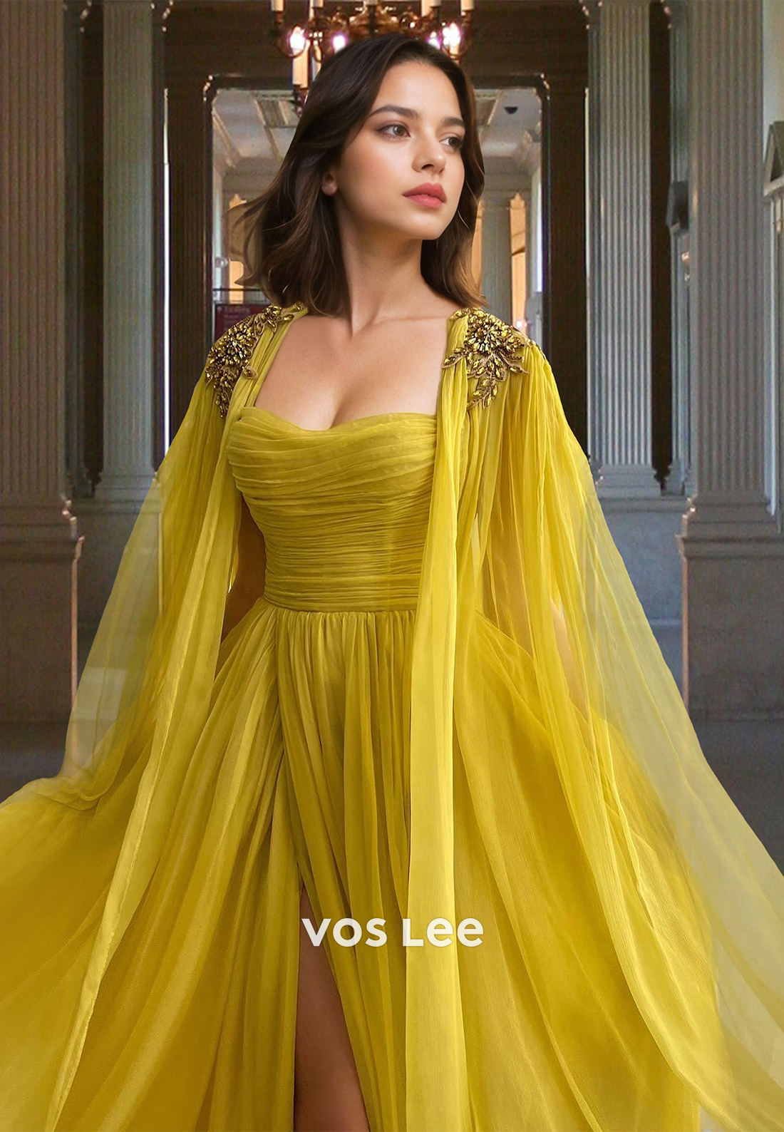 Glamorous A-Line Sweetheart Chiffon Two Piece Long Formal Party Dress with Beaded
