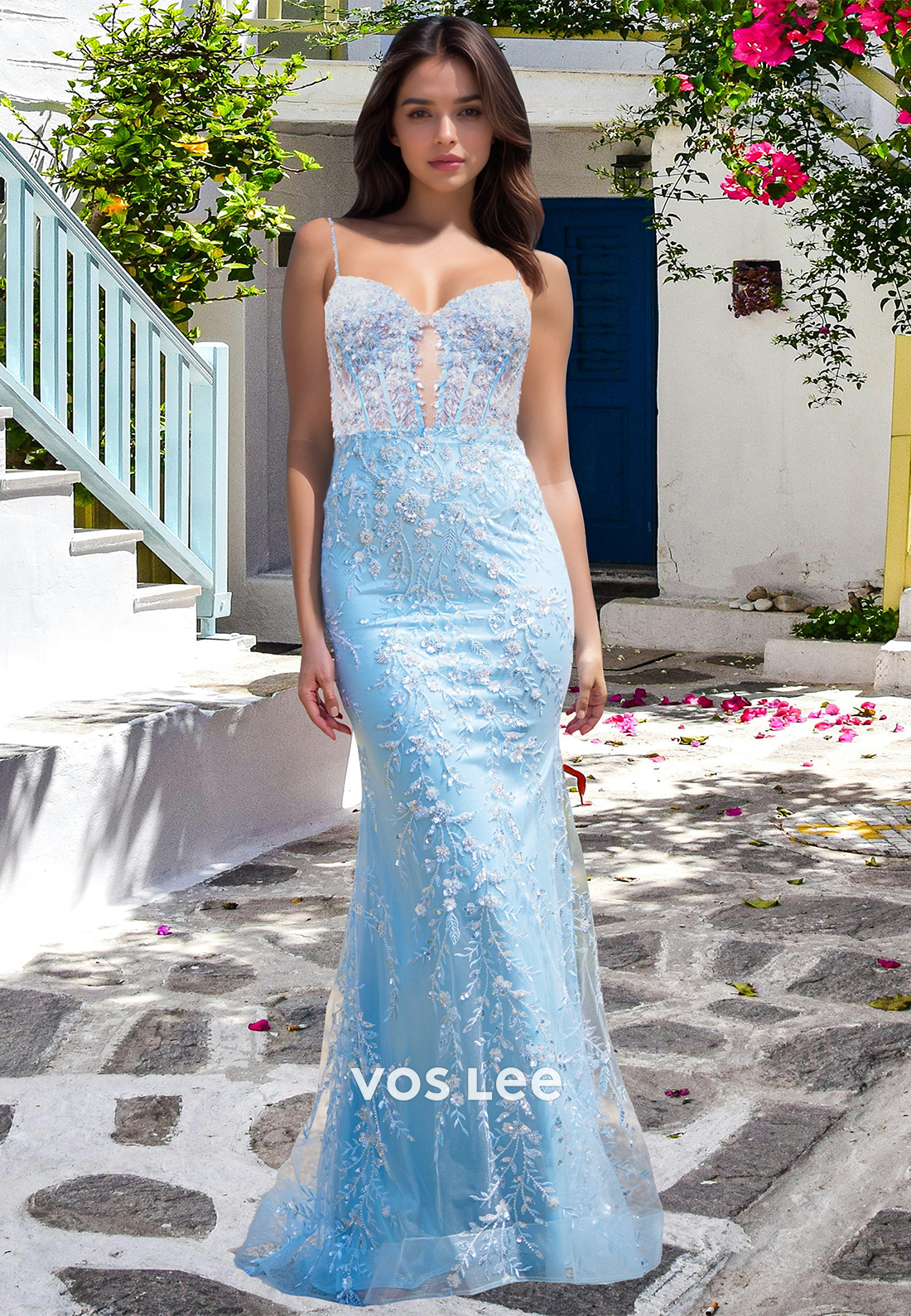 Gorgeous Sweetheart Straps Empire Waist Lace Prom Party Dress with Fully Appliques