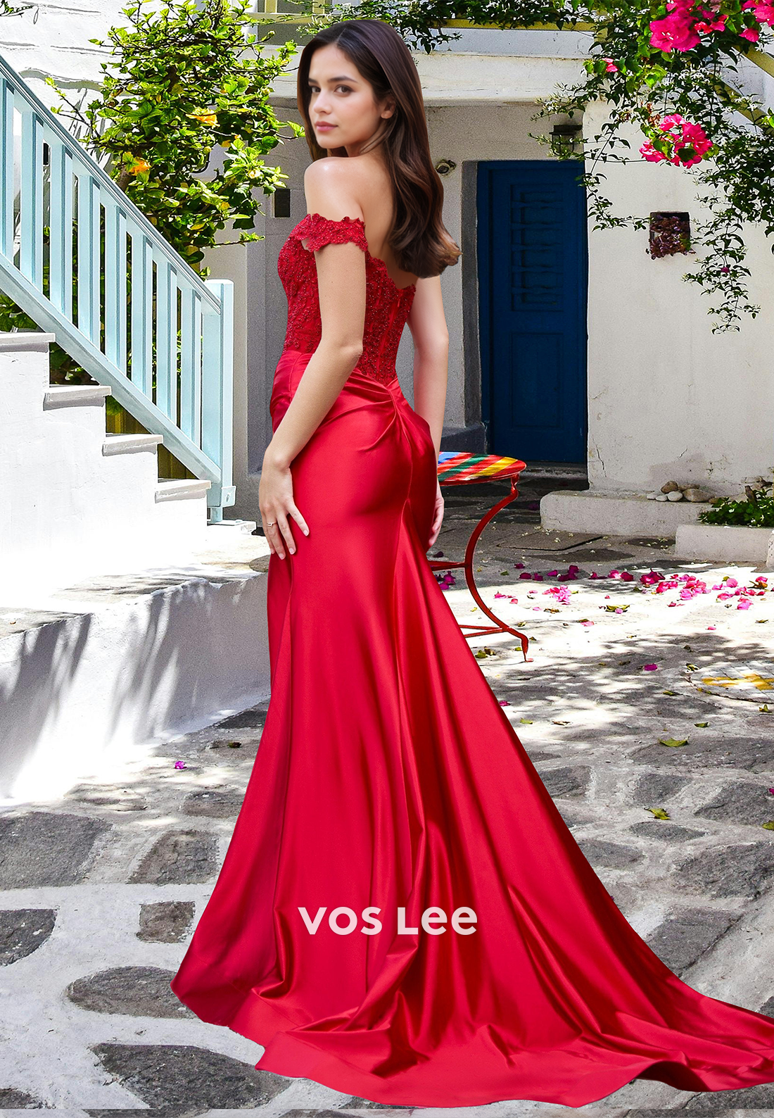 Classic Sweetheart Sheath Prom Dress Sleeveless High Slit Satin Party Dress with Beads