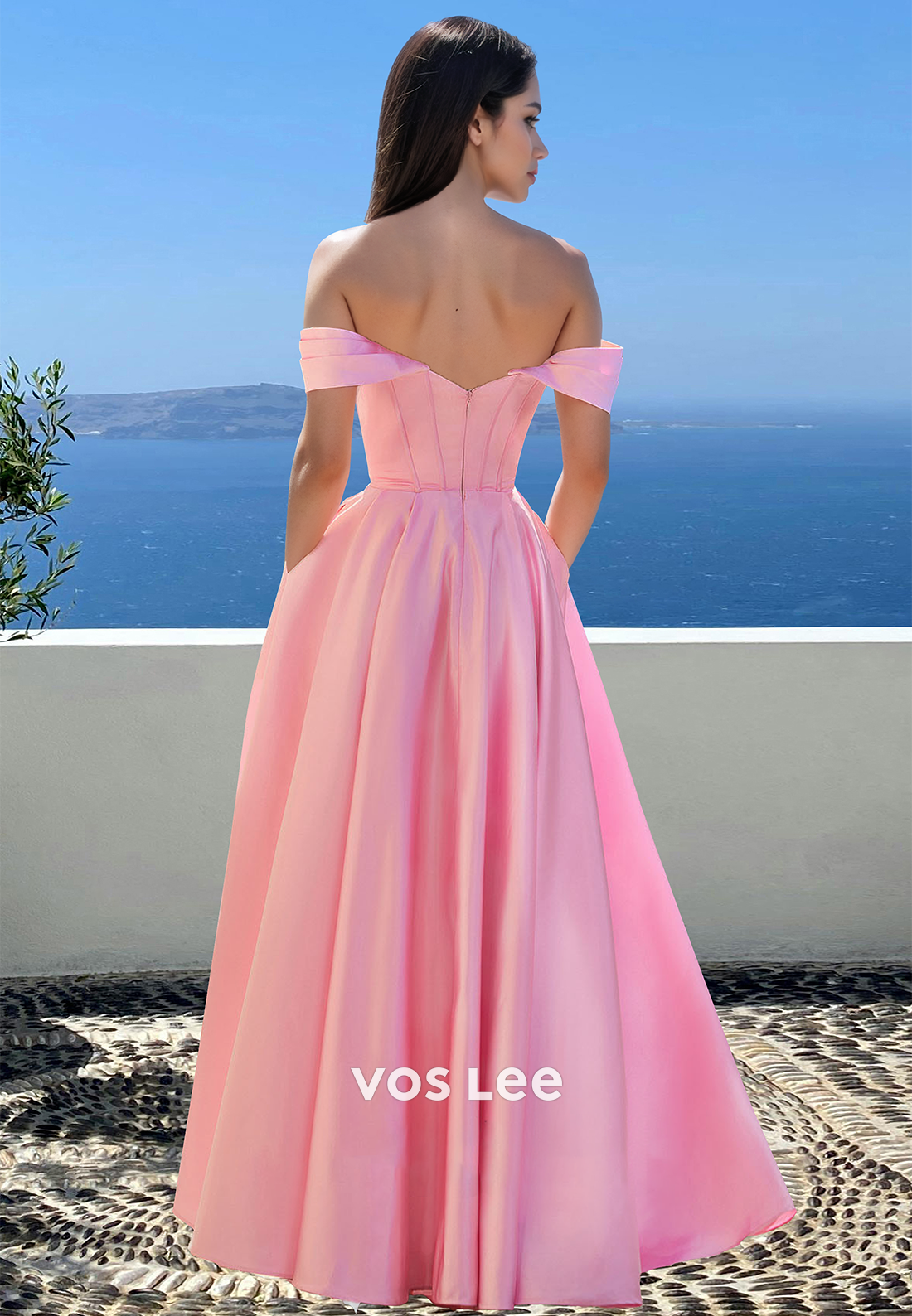 Elegant A-Line Tube Top Sleeveless Floor-Length Satin Formal Prom Dress with Pleats