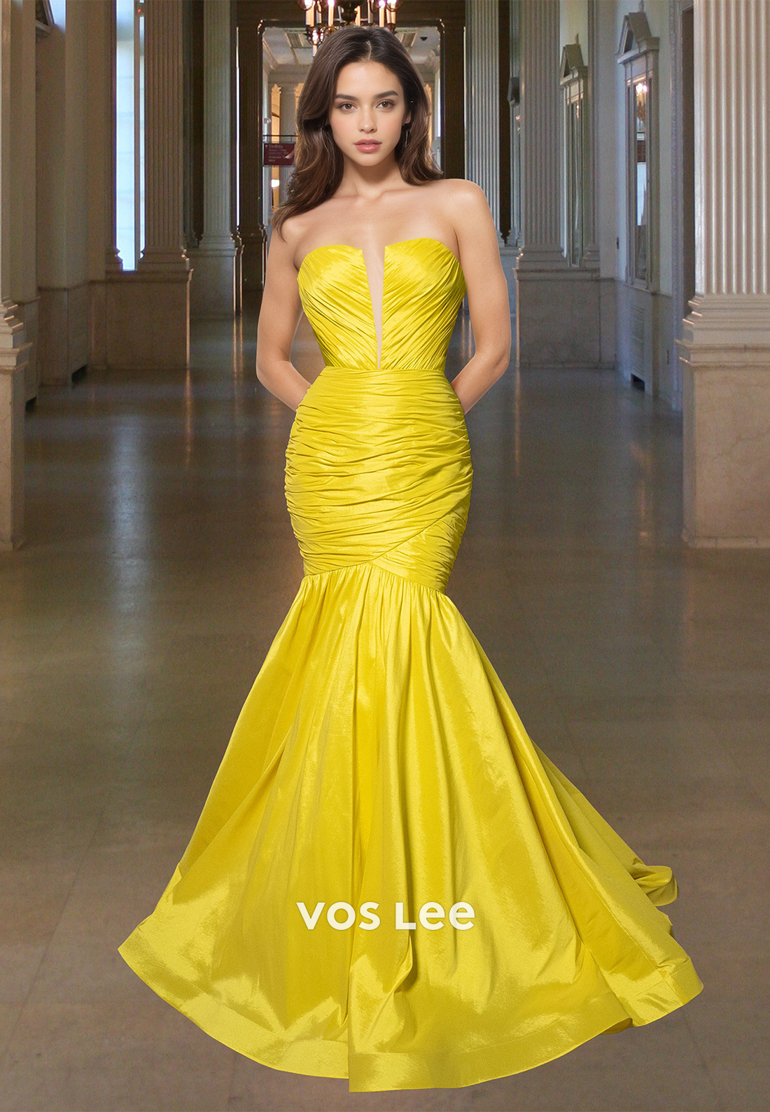 Sexy Ruched Mermaid Strapless Evening Dress 2025 Chic Formal Party Gown