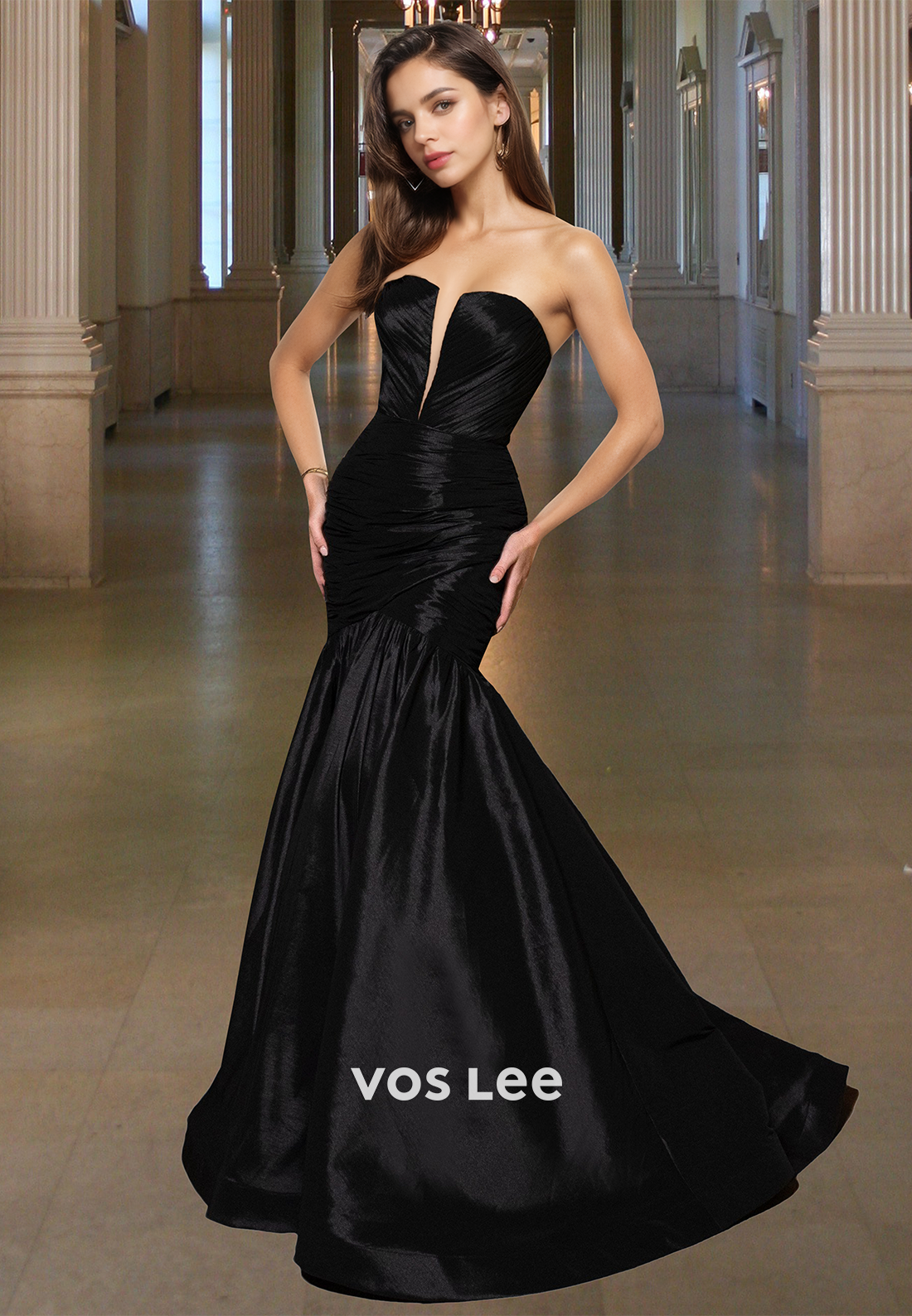 Sexy Ruched Mermaid Strapless Evening Dress 2025 Chic Formal Party Gown