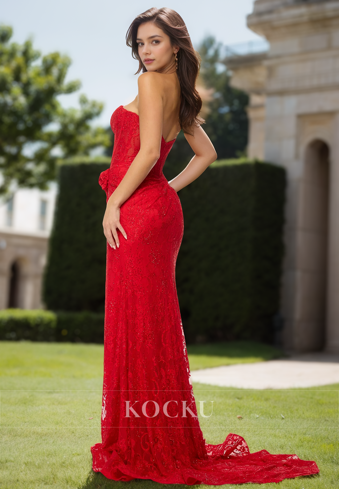 Gorgeous Empire Waist Sweetheart Floral Lace Appliques Evening Party Gowns with Beads