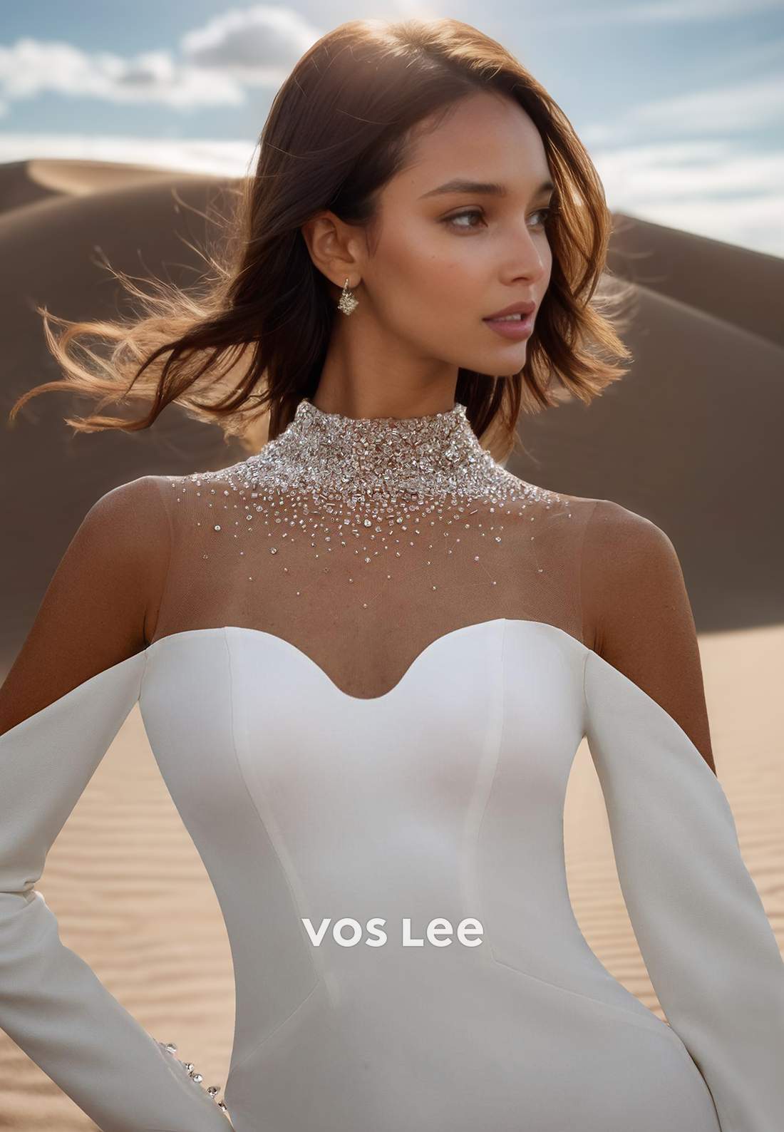 Long Sleeves Sweetheart Mermaid Wedding Dresses with Sweep Train