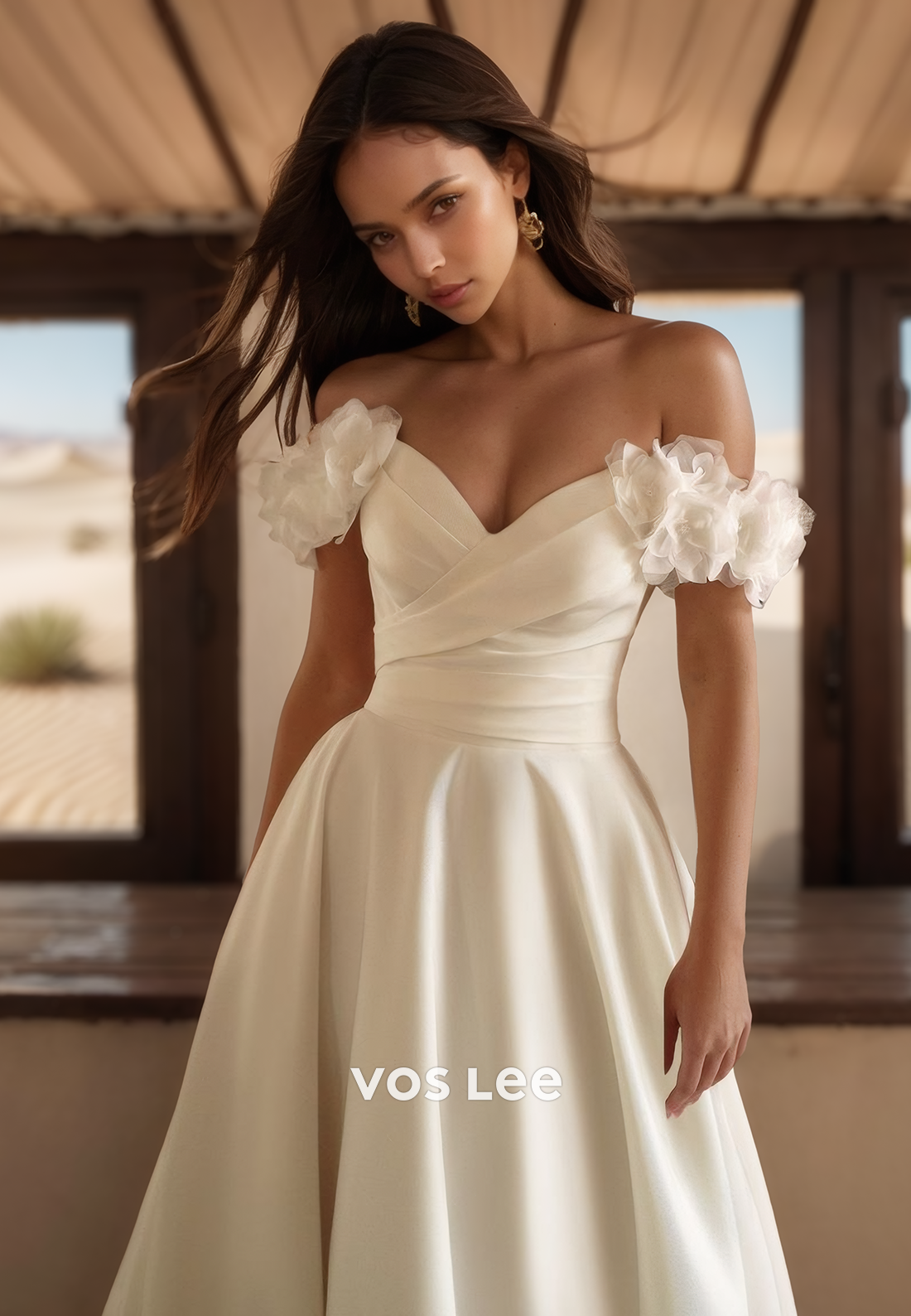 Chic A-Line Sweetheart Sleeveless Sweep Train Satin Wedding Dress Bridal Gown with Floral