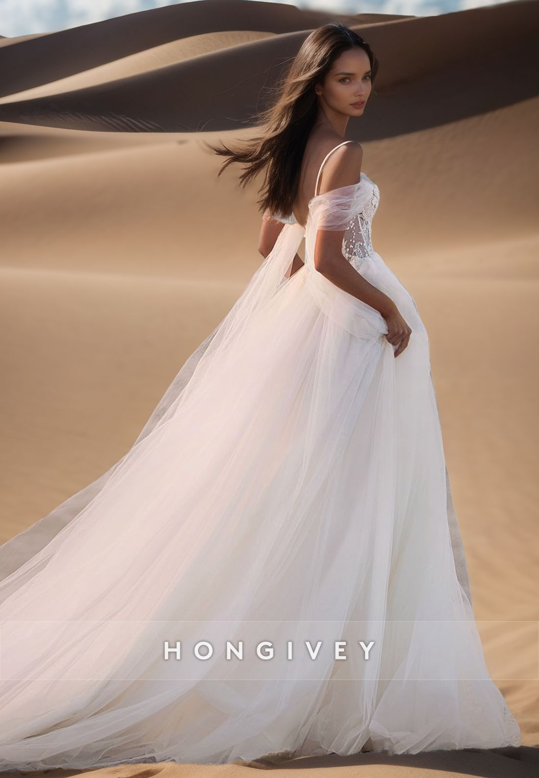 A-Line Sheer Lace Applique Sleeveless Wedding Dresses With Train