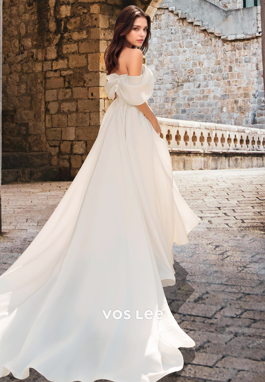 Elegant A-Line Off Shoulder Back Zipper Sleeveless Ruched Wedding Gown