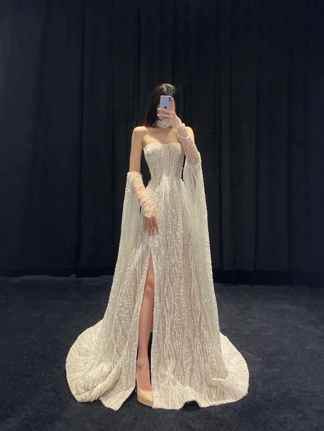 Luxurious Strapless Wedding Dress with Split,Stunning Bridal Dress Y4428 by simplepromdress