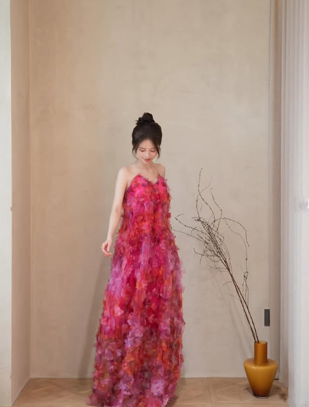 Beautiful Tulle Print Pleated A Line Prom Dress,Wedding Dress