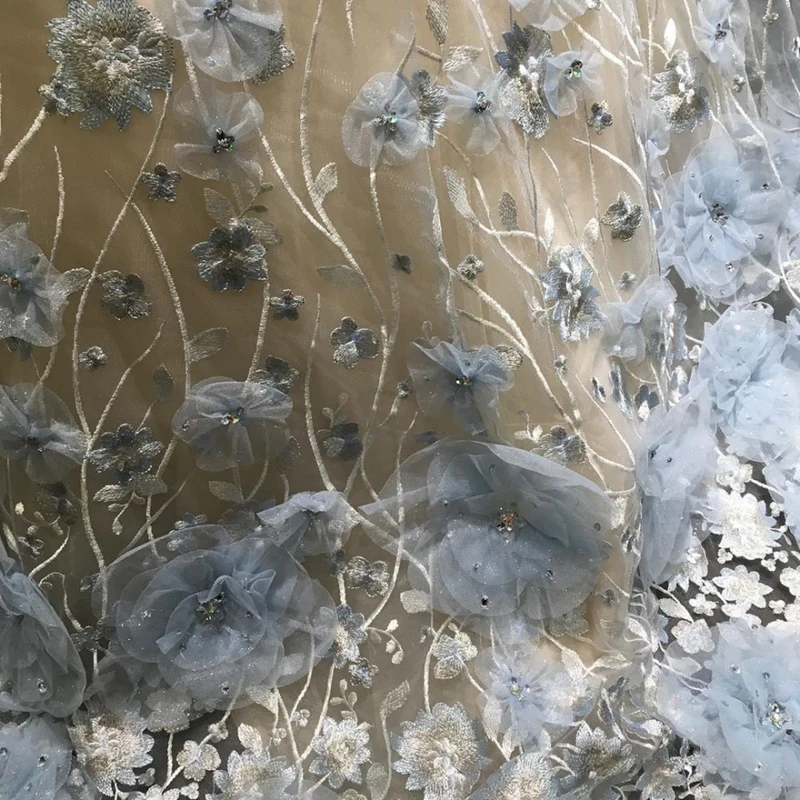 3D Flowers Sequined Quinceanera Dresses Sweet 16 Dress Light Sky Blue Flowers Ball Gown - View 3 | FashionDia