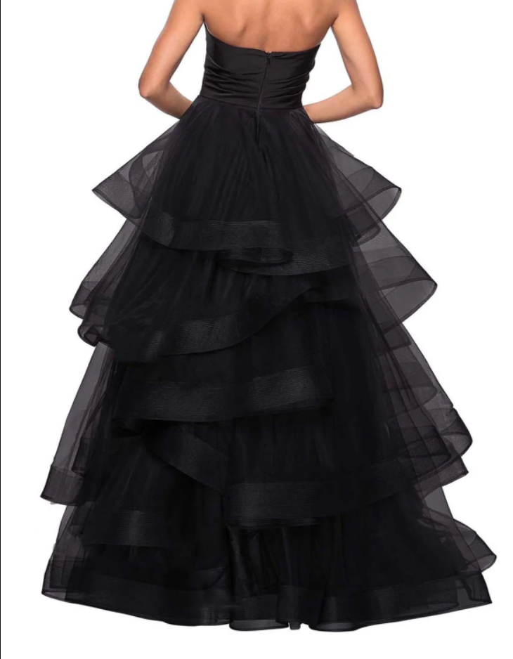 Black Rufflue Prom Dress Long Prom Dress Sweetheart Eveninng Dress - View 8 | FashionDia