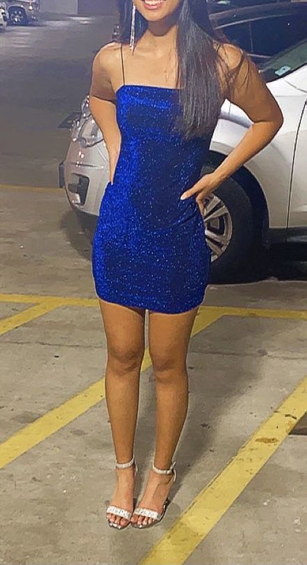 Spaghetti Straps Short Homecoming Dress Royal BLue Party Dress