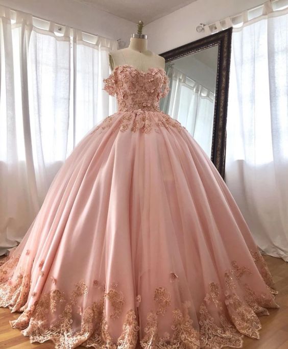 Dusty Blue Lace Quinceanera Dresses Ball Gowns Sweet 16 Dress - View 3 | FashionDia
